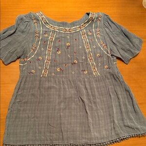 Knox Rose Blue‎ Embroidered Blouse